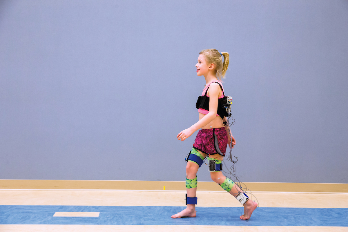 Gillette Children's patient, Peyton Rozumalski, during a visit to the Gait Lab.