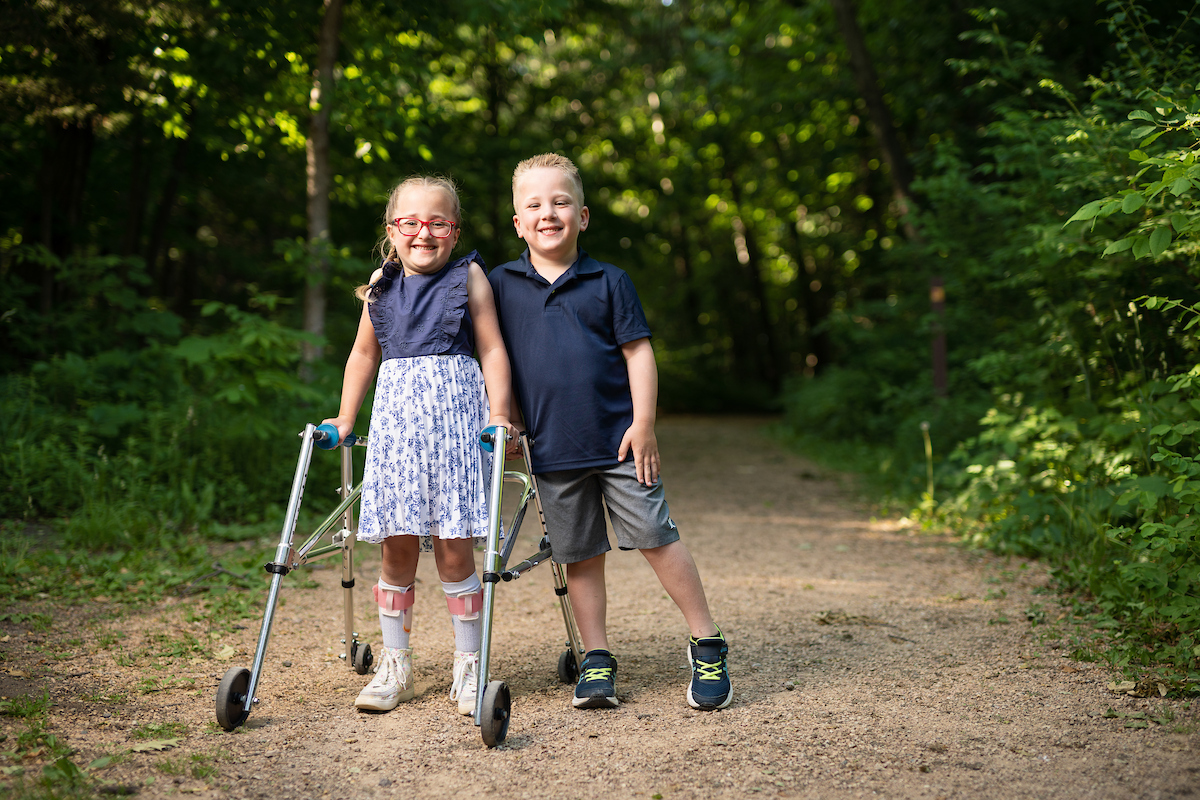 Kate and Ben Harkness who are patients at Gillette Children's at nature center.