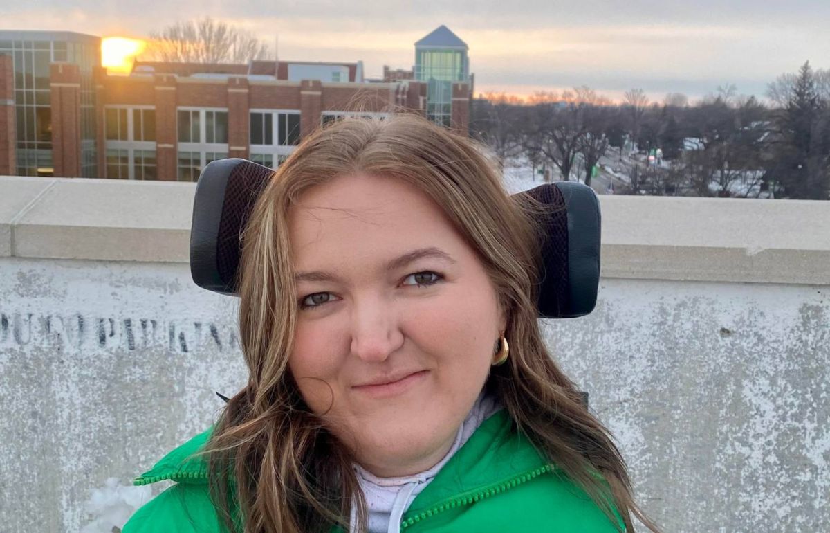 Ashley Wohl, a Gillette Children's patient with Spinal Muscular Atrophy, attends University of North Dakota. 